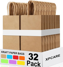 100Pcs Paper Gift Bags 5.25X3.25X8.25'', Small Paper Bags with Handles Bulk, Sho