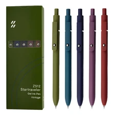 UIXJODO Gel Pens 5 Pcs 0.5mm Black Ink Pens Fine Point Smooth Writing Pens wi...