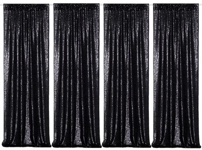 Poise3EHome Black Sequin Backdrop Curtains,4 Panels 2FTx8FT Glitter Backgroun...