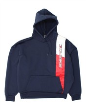 TOMMY HILFIGER Womens Graphic Hoodie Jumper UK 10 Small Navy Blue DH54