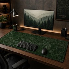 Dark Green Topographic Map Mouse Pad, Large D...