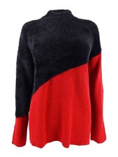 Vince Camuto Women's Asymmetrical Colorblocked Sweater (S, Vermillion)