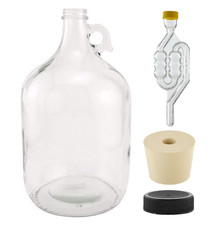Jarra fermentacion vidrio 1 galon asa tapon aireador tapa negra plastico set 1