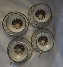 Vintage Metasco Japan Lusterware fruit teacup and saucers Set Of 8 Pieces