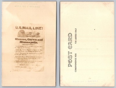 1887 U.S. Mail Line Stagecoach Postcard Glencoe Carver Minneapolis Minnesota
