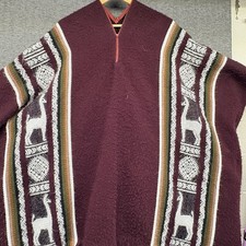 VTG Peruvian Poncho One Size - Unisex 45 x64 Zipper Collar Alpaca Handmade