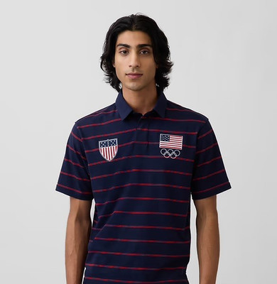 Team USA Olympics Polo Shirt Short Sleeve Red White Blue Men's Size Medium
