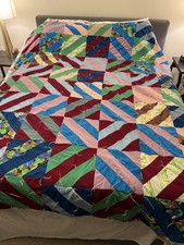 Multi Colored  crazy Quilt  Granny Handmade Vintage