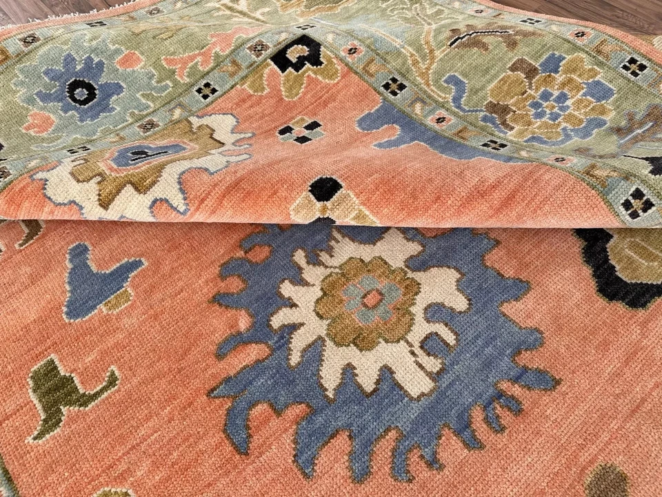 Muted Orange Oushak Rugs 4x6 5x7 6x9 8x10 9x12 10x14 12x15 Hand Knotted Area Rug - Image 3 of 4