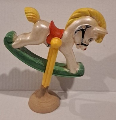 Vtg Stahlwood Baby Rattle Suction Cup Rocking Horse Teeter Totter Hong Kong 7'' @