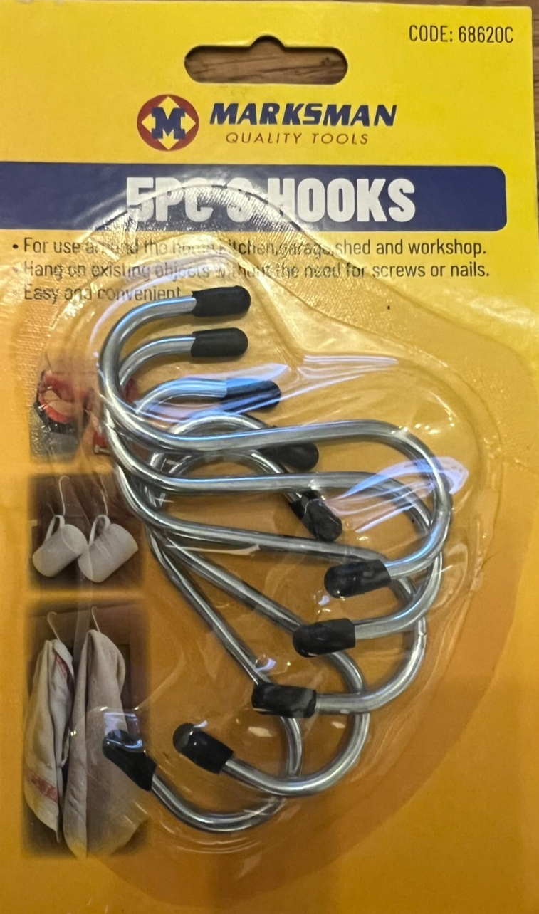 Marksman 5 Piece Small S Hooks with Rubber Ends 68620C