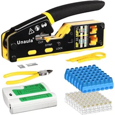 RJ45 Crimp Tool Pass Through Ethernet Crimper Kit Cat5 Cat6 Crimping Tool Kit...