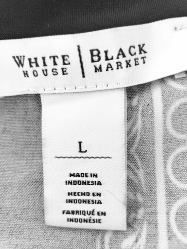 White House Black Market Black and White Print Dress LARGE - Picture 3 of 4