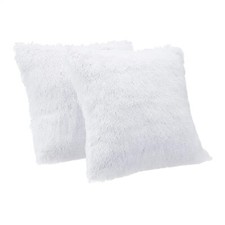 White Faux Fur Cushion Covers Shaggy Long Fur Faux Throw Pillow Covers 2 Pack