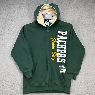 Green Bay Packers Sweater Youth Boys Large Green Full Zip
