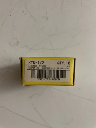 NEW BOX OF 10 BUSSMANN LIMITRON KTK 1/2 FUSE