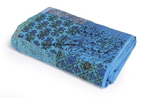 Vintage Seda Patchwork Kantha Colcha Manta Ropa de Cama Doble / Reina - Imagen 20 de 32