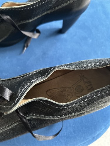 ZAPATOS CON CORDONES FLY London Niña Tacón Cono Talla 41 Nuevos Cuero Negro - Imagen 15 de 21
