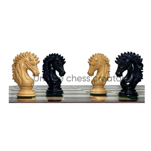 4.6" Luxury Chess Pieces Only Set - Ebony and maple wood - Picture 3 of 5