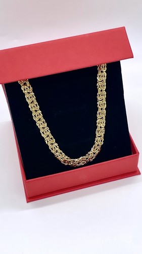 14k Yellow Gold Byzantine Chain Necklace - Byzantine Men's Chain 7mm 20 In 17Gr - 第 5/8 張圖片