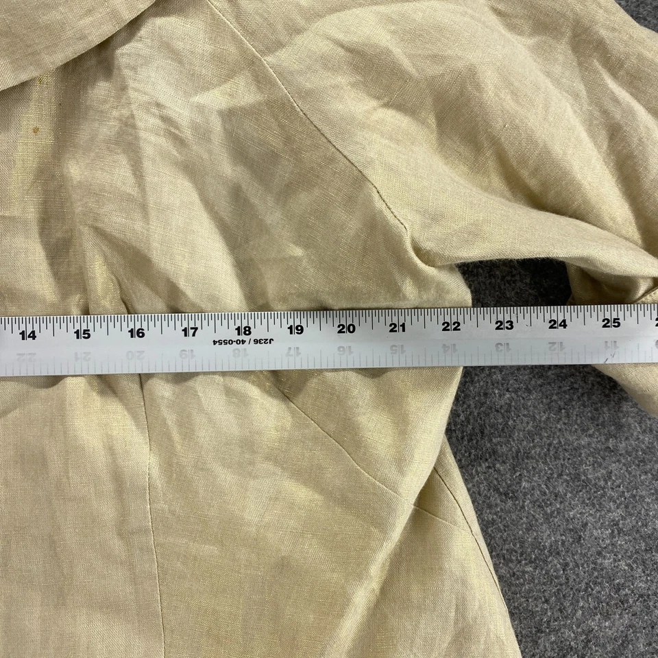 Lucy & Laurel Jacket Women 1X Plus Beige Linen Lined Button Up 3/4 Sleeve Casual - Image 4 of 4