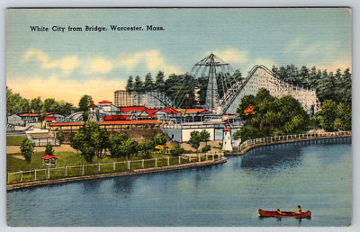 1940s White City Bridge Worcester MA Vintage Postcard