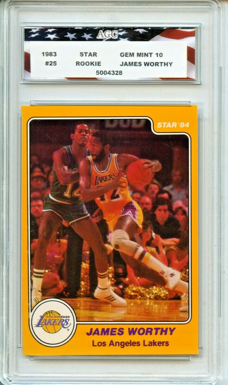1983 Star 25 James Worthy Rookie Card AGC 10 Gem Mint Los Angeles 