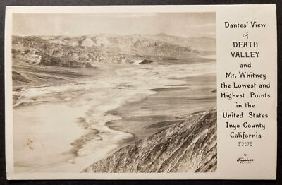 Dantes' View of Death Valley and Mt Whitney California RPPC Inyo County Frashers