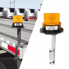 Warning Light Beacon & Bracket For Flatbed Trailer Stake Pocket Mount
