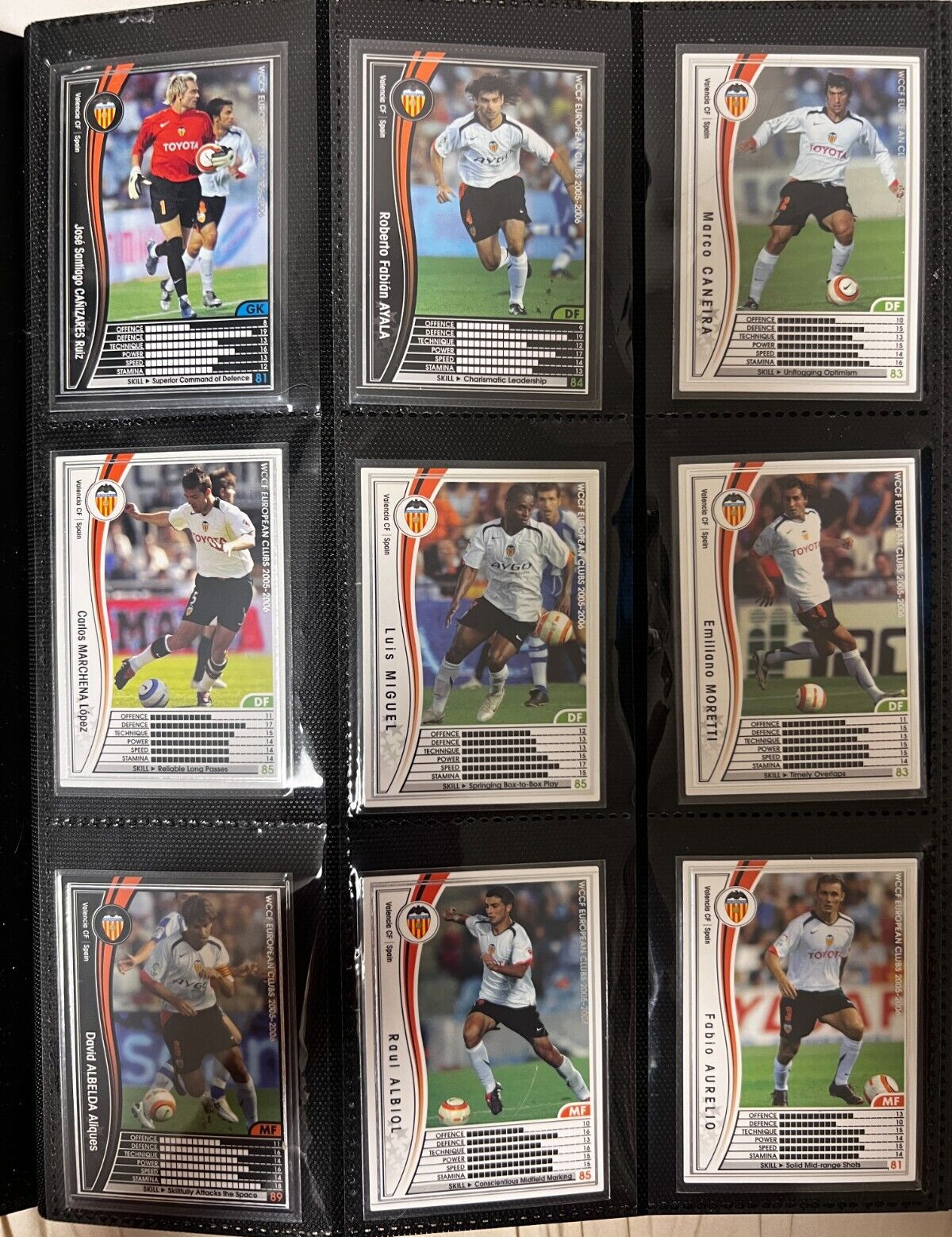 Juego de 16 cartas japonesas WCCF European Clubs 2005-2006 Valencia CF