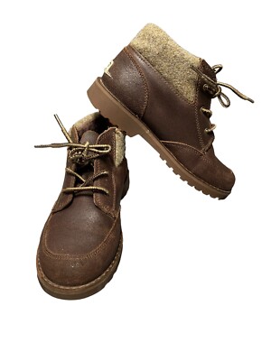 UGG AUSTRALIA KIDS ANKLE BOOTS BROWN LEATHER UPPER