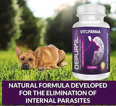VITOFARMA Natural Dewormer for Dog DEPUROL 12 CHEW ANTIPARASITIC FOR CANINE DOGS Exp.12/27