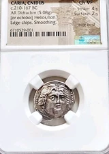 Caria Cnidus Helios Didrachm NGC CH VF Ancient Silver Coin