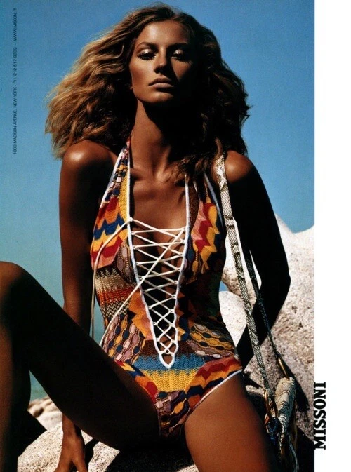 Купальник цельный MISSONI Mare с бретелью через шею вязаный купальный S/S 2002 размер 44 на шнуровке - Изображение 3 из 4