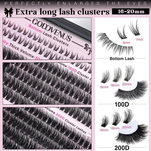 Fluffy Eyelash Clusters Kit Waterproof DIY Lashes Extension Kit Wispy Volume D C - Picture 6 of 7