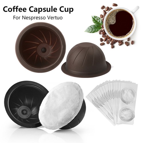 For Nespresso Vertuo Coffee Capsule Cup Set Reusable Pods Refillable Self Stick - Picture 2 of 16