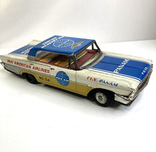 Vintage FORD FAIRLANE Pan American Airlines Tin Friction Car 10.5 in UNTESTED