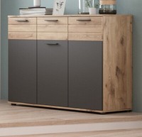 Kommode Sideboard Anrichte Eiche Grau 120X87 3-TüRig Schublade Soft-Close Tomaso