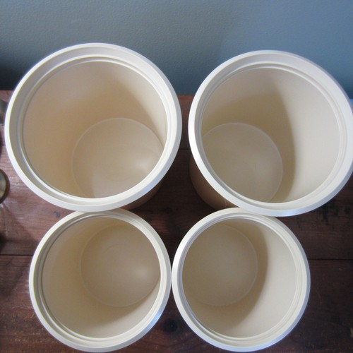 Vintage 1970s canister set plastic beige brown set of 4 retro - Picture 4 of 7