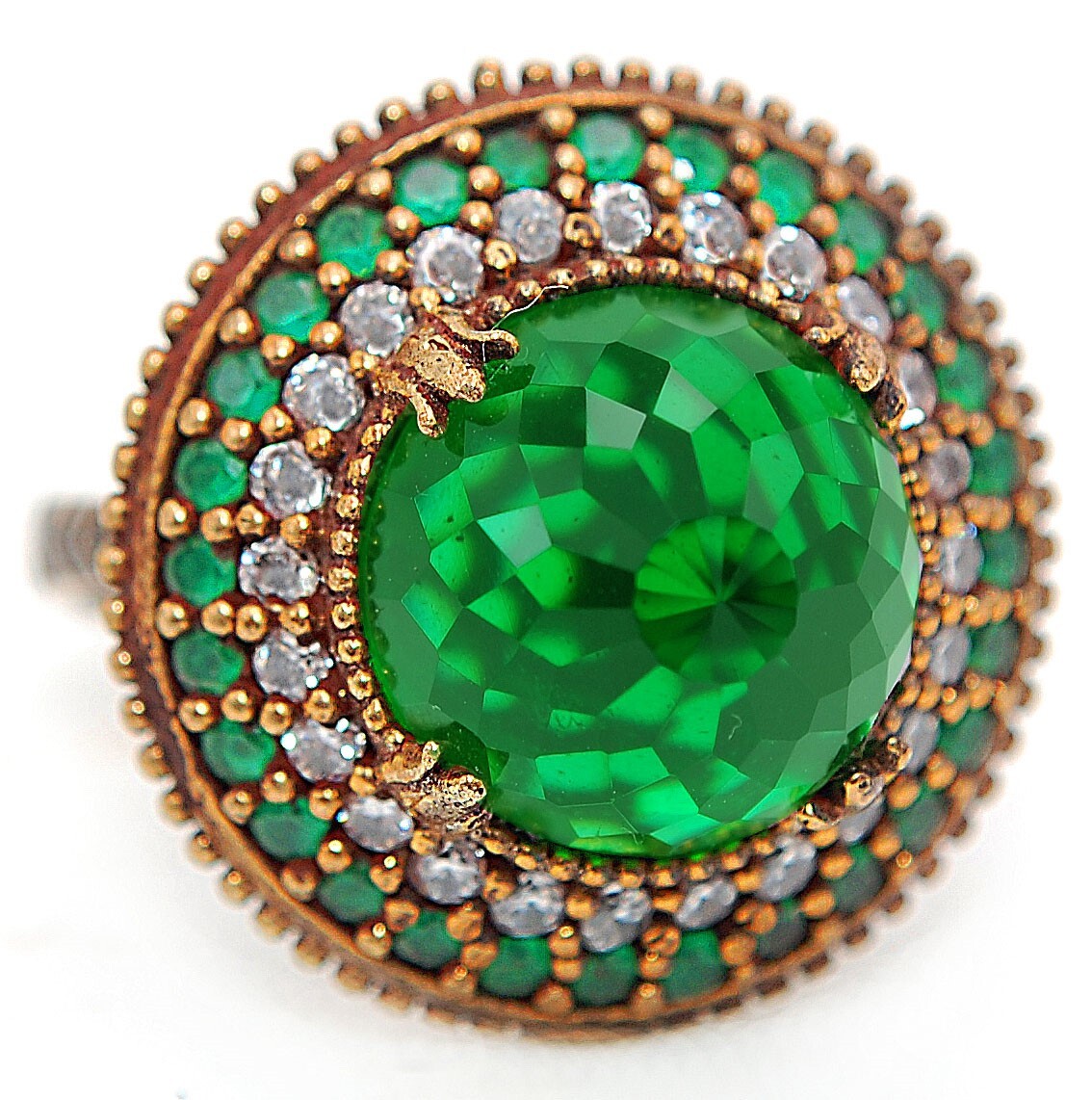 4CT Emerald 925 Sterling Silver Ottoman Empire Style Ring Sz 7 HB3-1