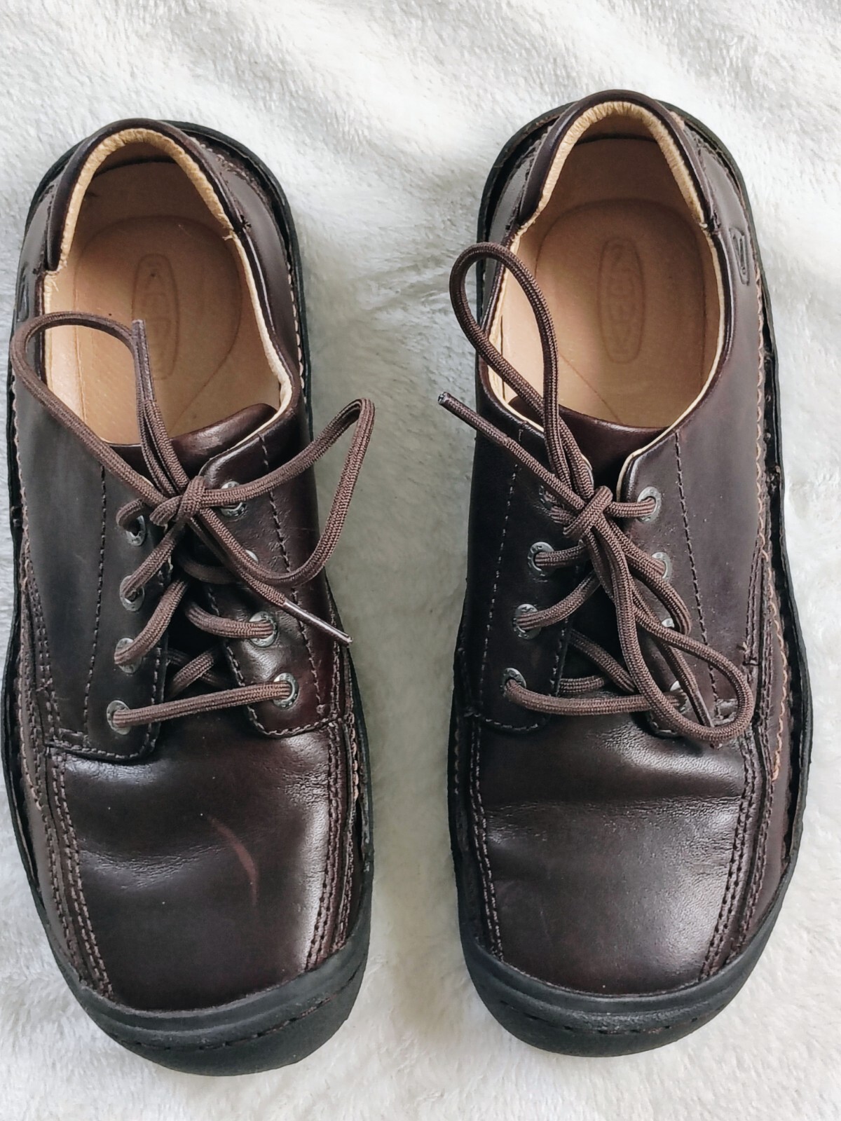 Scarpe sneaker Oxford Keen stringate comode dorate pelle marrone donna 7