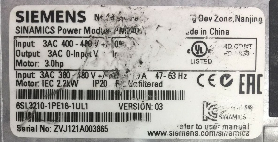 Siemens 6SL3210-1PE16-1UL1 SINAMICS Power Module, 1.5kW at ₹ 13500 in Siemens 6SL3210-1PE16-1UL1 SINAMICS Power Module, 1.5kW at ₹ 13500 in