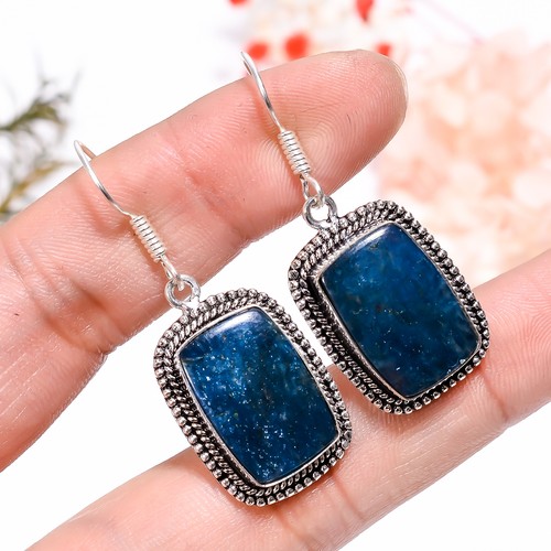 Blue Mother Of Pearl Dangle Earrings In Silver - Foto 4