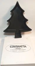 3 Coushatta Louisiana Resort Pottery Christmas Tree Serving Dish Green/Black
