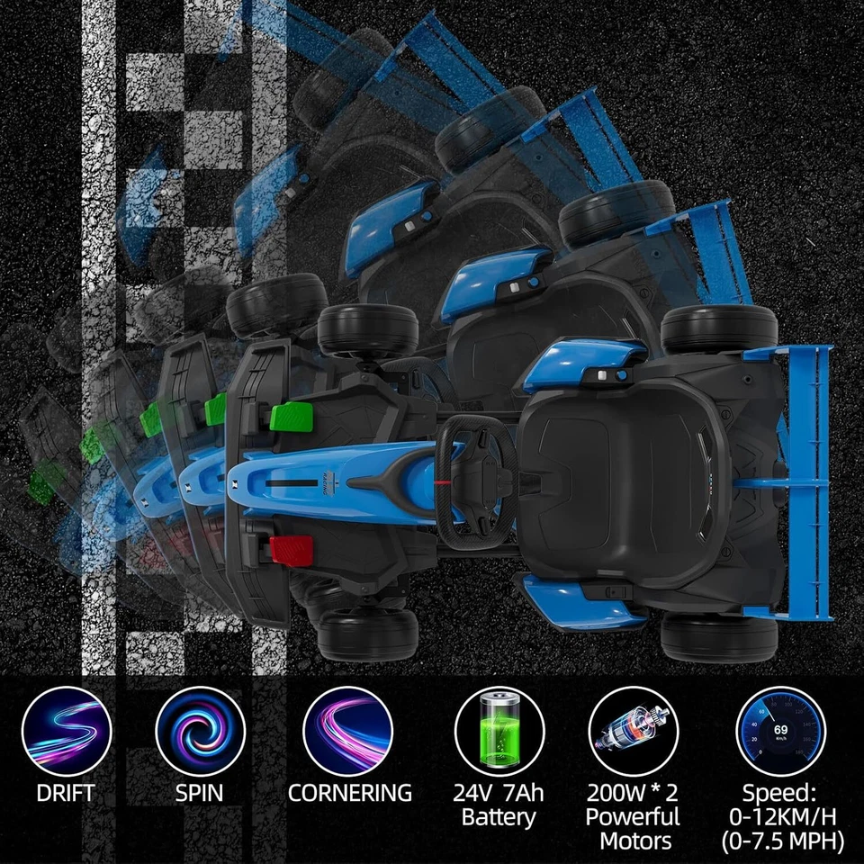 Go Kart 24V Ride On, 7,5 MPH Fast Drifting Circling, 6-12 años niños, carga máxima 135 lb Foto 3 de 4