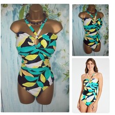 NEW BONMARCHE SWIMSUIT PLUS SIZE 22, Leaf Print Cut-out detail,Detachable straps