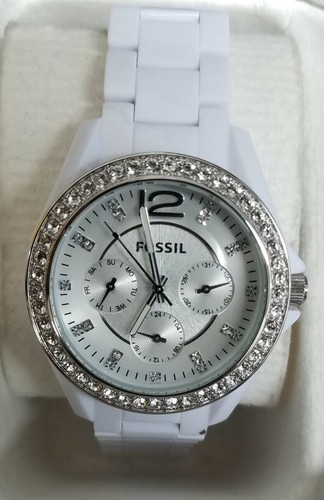 Fossil ES3252 Riley Silver Dial Rubber 