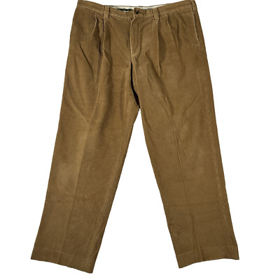LL Bean Corduroy Pants Mens 42x33 Cotton Jumbo Cords Khaki Classic Fit