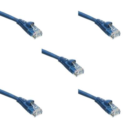 Pack of 5 Cables Snagless 14 Foot Cat5e Blue Network Ethernet Patch Cable