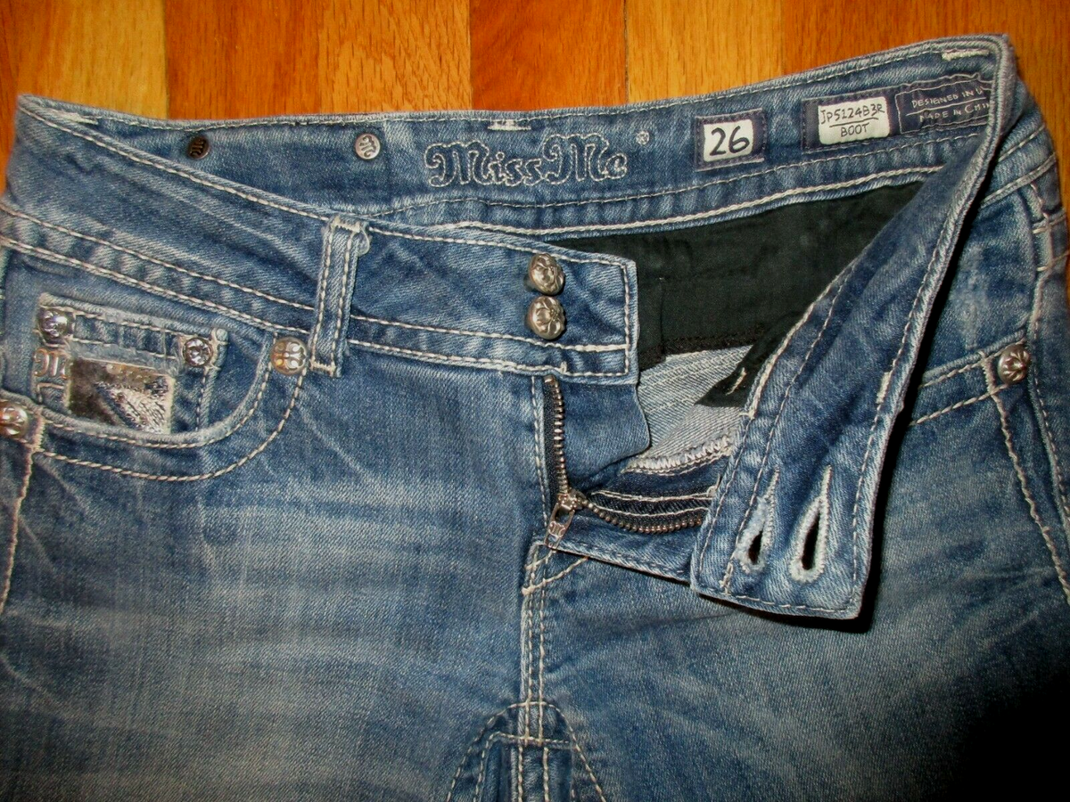 Miss Me Women's Jeans Boot JP5124B3R Distressed Embellished Flap